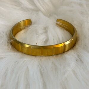 B.Tiff Gold Simplicity Matte Box Cut Adjustable Bangle Cuff